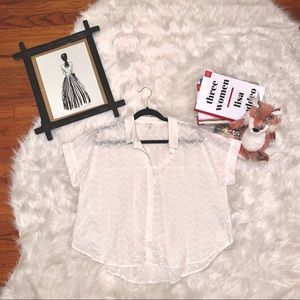 White Eyelet Button Down Shirt